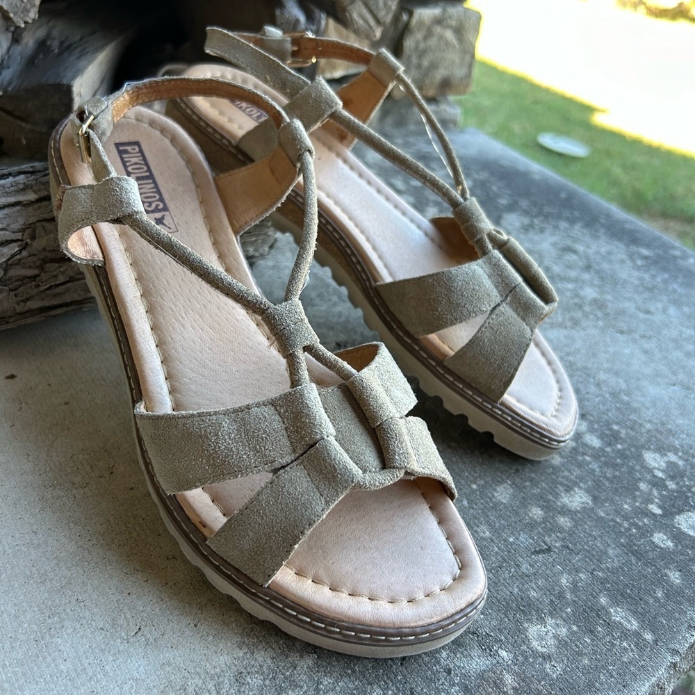 PIKOLINOS Alcudia Leather Suede Tan strappy Sandals for Women Sz-40 (US 9.5) Q